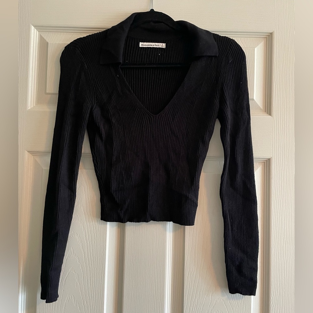 Abercrombie & Fitch Black V-Neck Sweater